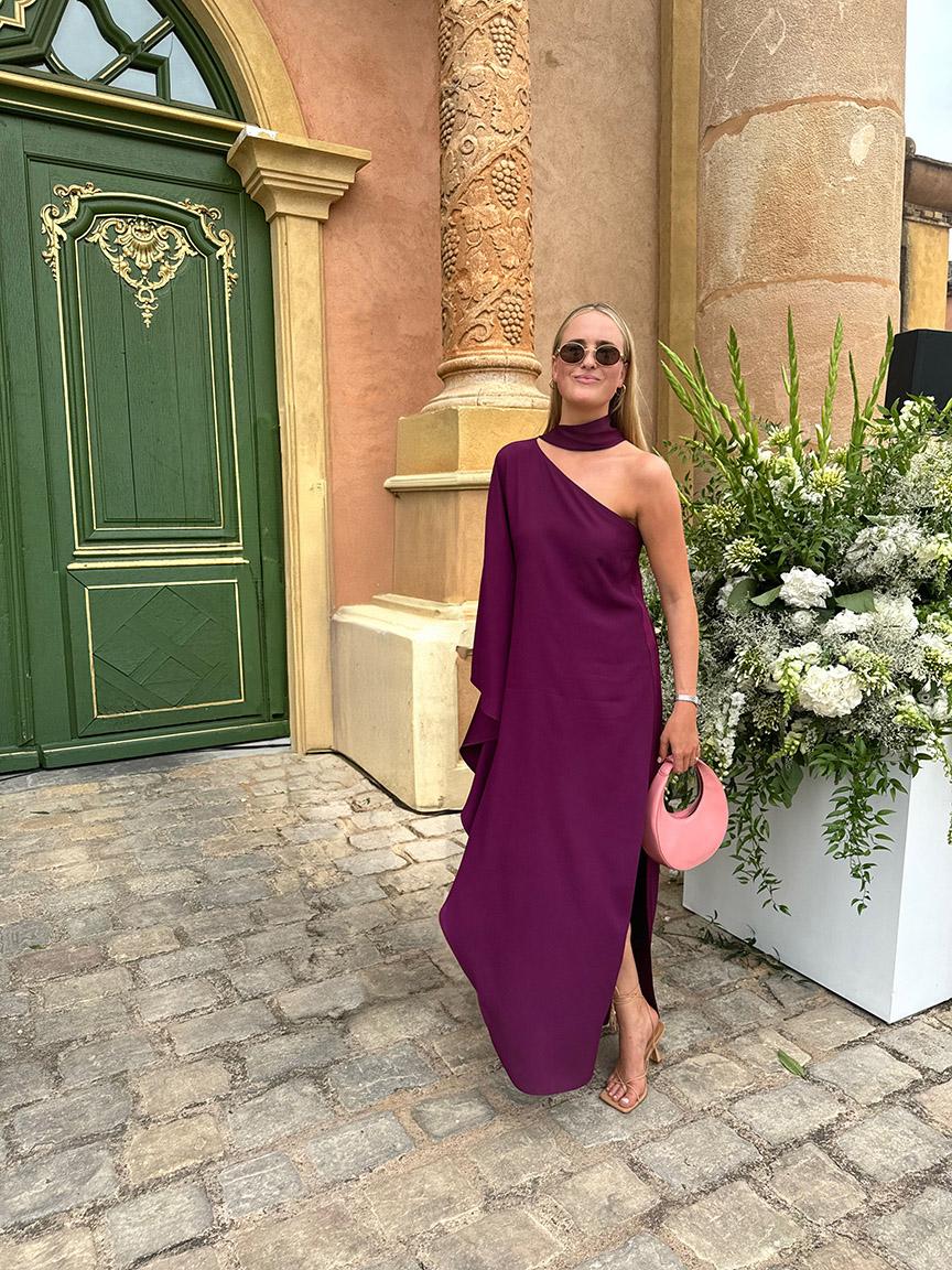 Bolkan one-shoulder crepe dress